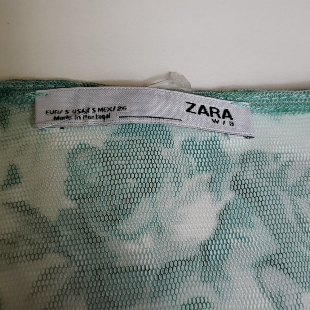 New Zara Sheer See through the Roses Top Rouched - Picture 4 of 4